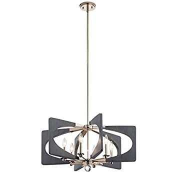 【中古】【インポート品・未当て嵌める】Kichler Lighting 44360DWG Alscar 6灯 ミディアムシャンデリア ドリフトウッドグレー完成