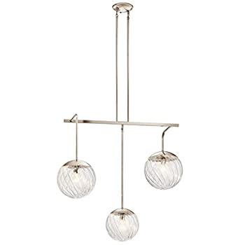 【中古】【インポート品・未当て嵌める】Kichler Lighting 44131PN Amaryliss - 3点火装置 直線的シャンデリヤ 光輝Ni完成 クリアスワールガラス