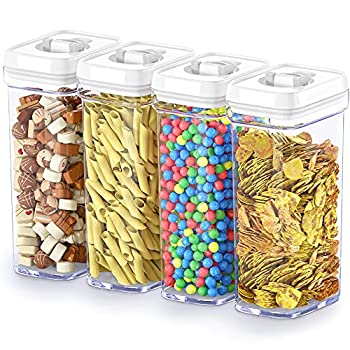 【中古】【輸入品・未使用】DWELLZA KITCHEN 食品保存容器 蓋付き 密閉 1.5クォート (4点セット/すべて同じサイズ) 透明プラスチックキッチン&パントリー整理容器 BPAフリー