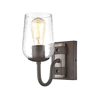 【中古】【輸入品・未使用】Dillon 1-ライト バニティライト ヴィンテージさび付き クリアハンマーガラス 1 Light 15370/1 1