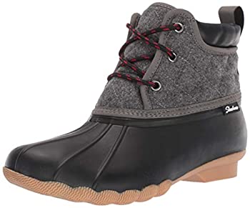 【中古】【輸入品・未使用】Skechers レディース Pond-Lil Puddles-ミッド キルト レースアップ ダックブーツ 防水 アウトソール 雨%ｶﾝﾏ% ブラック/チャーコール%ｶﾝﾏ% 11