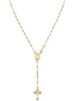 【中古】【輸入品・未使用】MiaBella 18Kゴールドメッキ スターリングシルバー イタリア製 ロザリオビーズ 十字架 Yネックレスチェーン レディース メンズ 20インチ｜スカイマーケットプラス