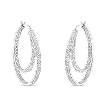 【中古】【輸入品・未使用】Sterling-Silver ダイヤモンドフープピアス (1/2 cttw、I-Jカラー、I3-Promo)