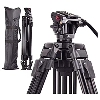 【中古】【輸入品・未使用】Regetek 72インチビデオカメラ三脚システム、キヤノンニコンDVカムコーダーDSLRフォトスタジオ用の流体なべ頭とキャリーバッグを備えたプロフェ