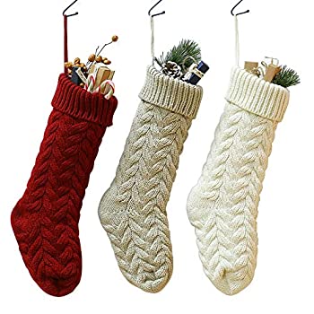 【中古】【輸入品・未使用】M Joy 3パック 18インチ Lサイズ ニット クリスマスストッキング クラシック 素朴 パーソナライズ ストッキング デコレーション 家族のホリデー