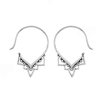 【中古】【輸入品・未使用】Boma Jewelry スターリングシルバー バリニーズトライバル ボーホー プルスルーフープイヤリング