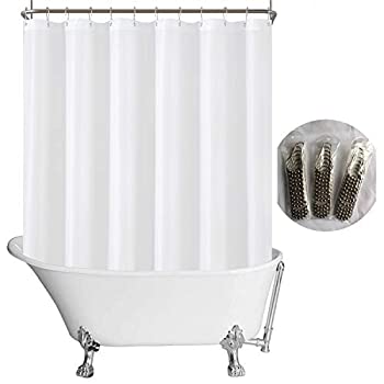 【中古】【輸入品・未使用】N&Y HOME ファブリッククローフットタブシャワーカーテン 180 x 70インチ 全周 フック36個付き ホテル品質 洗濯可能 撥水 ダイヤモンド柄 ホワイ