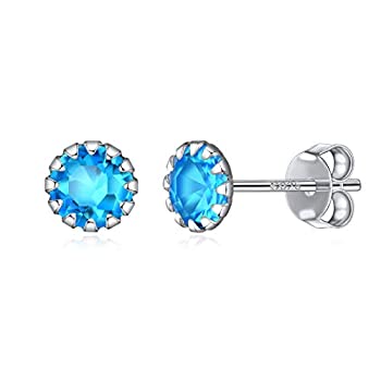 【中古】【輸入品・未使用】ChicSilver 6mm 華奢なハート/ラウンド誕生石スタッドイヤリング レディース ガールズ 低刺激性 925スターリングシルバー ファインジュエリー 誕｜スカイマーケットプラス