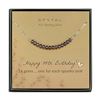 【中古】【輸入品・未使用】EFYTAL 14歳の誕生日ギフト 925スターリングシルバービーズネックレス 14個のビーズ 14歳の女の子向け ジュエリーギフトアイデア