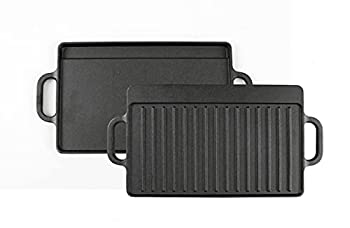 【中古】【輸入品・未使用】HAWOK 鋳鉄リバーシブルグリル 長方形グリドル 12.6x8インチ