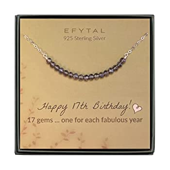 【中古】【輸入品・未使用】EFYTAL 17歳の誕生日ギフト スターリングシルバーネックレス ビーズ17個 17歳の女の子向け ジュエリーギフトアイデア