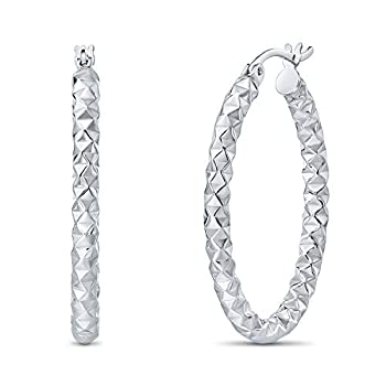 【中古】【輸入品・未使用】TILO JEWELRY スターリングシルバー 三角溝付き オーバルフープイヤリング｜スカイマーケットプラス