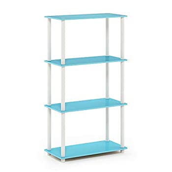 【中古】【輸入品・未使用】Furinno Turn-N-Tube 4-Tier Multipurpose Shelf Display Rack%ｶﾝﾏ% Light Blue/White