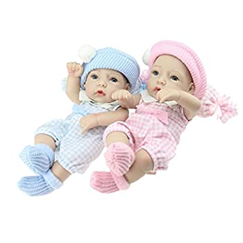 【中古】【輸入品・未使用】Baosity シリコーンビニール生まれ変わった双子の男の子と女の子の人形偽の幼児のドレスの服-アクリルの青い目、手描きの釘、本物の優しいタッチ|スカイマーケットプラス