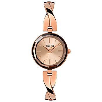 【中古】【インポート品・未当て嵌める】Timex レディースお召しもの26粍ブレスレットウォッチ サクラ色ゴールド調/しろがね色声の調子。