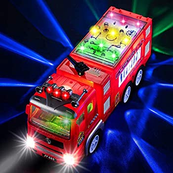 【中古】【輸入品・未使用】電動消防車　子供用おもちゃ-明るい点滅4Dライトとリアルなサイレン　音付き|男の子のためのバンプアンドゴー消防車|接触時の自動ステアリング「｜スカイマーケットプラス
