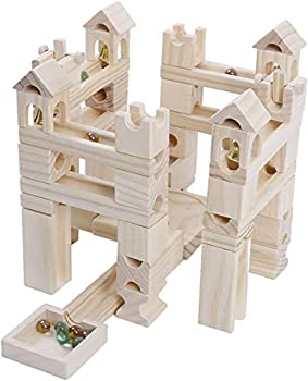 【中古】【輸入品・未使用】Ms.0 木製ブロック 80pcs 日本製ビー玉5個 (計85P) 日本国内安全検査済 積み木 パズル ビー玉転がし スロープトイ｜スカイマーケットプラス