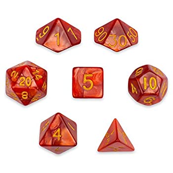 【中古】【輸入品・未使用】Wiz Dice 7 Die Polyhedral Dice Set - Dragon Scales (Red Pearl) with Velvet Pouch [並行輸入品]｜スカイマーケットプラス