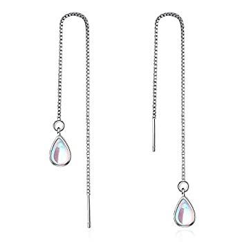 【中古】【輸入品・未使用】MSECVOI 925スターリングシルバームーンストーンドロップイヤリング カラフル ドロップレット ダングル スレッダーイヤリング レディース