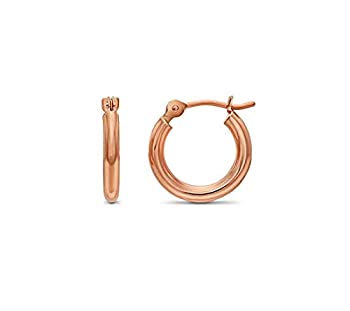 【中古】【輸入品・未使用】TILO JEWELRY 14K ローズゴールド クラシック 光沢 光沢 ラウンドフープイヤリング 2mmチューブ｜スカイマーケットプラス