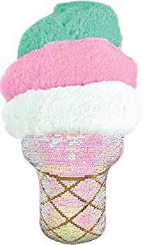 【中古】【輸入品・未使用】iscream Tasty Treats プラッシュファーとリバーシブルスパンコールフリースバックアクセント枕 フルサイズ ピンク 780-1214
