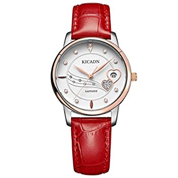 【中古】【輸入品・未使用】KICADN レディース腕時計 カジュアルファッションレザー 防水腕時計 レディース JSL2028 レッド