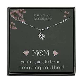 【中古】【輸入品・未使用】EFYTAL ベビーシャワー ギフト 925スターリングシルバー 小さな赤ちゃんの足ネックレス 新米ママ妊婦への贈り物に ジュエリー 母の日ギフト