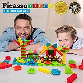 【中古】【輸入品・未使用】PicassoTiles PTB120 120個 剛毛型 3D ビルディングブロック タイル 建設プレイボード 想像を超えた創造性 インスピレーション的 レクリエーショ|スカイマーケットプラス