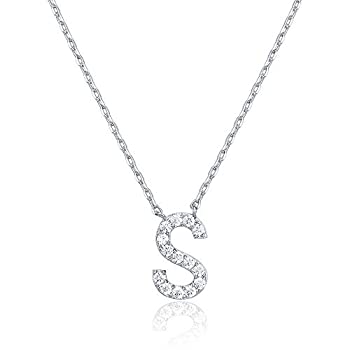 【中古】【輸入品・未使用】(パボイ) PAVOI イニシャルネックレス 14K ホワイトゴールドメッキ キュービックジルコニア レディース%ｶﾝﾏ% キュービックジルコニア%ｶﾝﾏ%