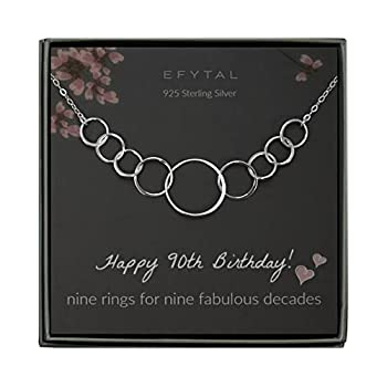 【中古】【輸入品・未使用】EFYTAL 90歳の誕生日ギフト レディース スターリングシルバー 9 サークルネックレス 90歳