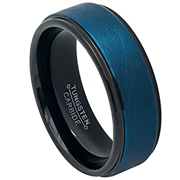 【中古】【輸入品・未使用】The Bling Factory 8mm つや消し仕上げ 0.16ミル (4ミクロン) ブラックイオンタングステンバンドリング サイズ7%ｶﾝﾏ%8%ｶﾝﾏ%9%ｶﾝﾏ%10%ｶﾝﾏ%11%ｶﾝﾏ%