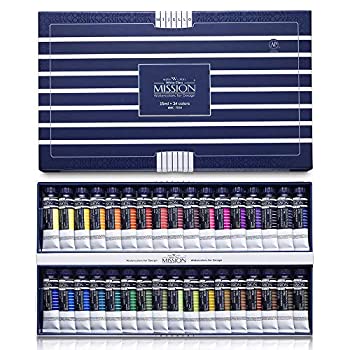 【中古】【輸入品・未使用】Mijello ミッション ホワイト クラス 水彩絵具 15ml x 34色 セット/mission white class water color set/透明 不透明 水彩絵具 最高級 顔料 発