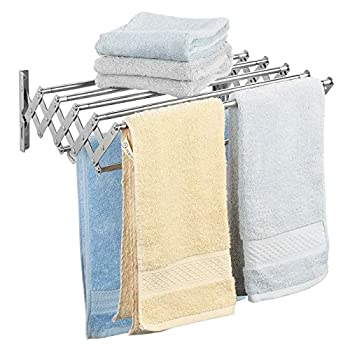 【中古】【輸入品・未使用】Ogrmar ステンレススチール 省スペース タオルラック 壁取り付け 格納式 大容量乾燥ラック タオル掛け用|スカイマーケットプラス