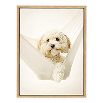 【中古】【インポート品・未当て嵌める】DesignOvation Sylvie Ruby Dog Framed Canvas by Rachael Hale%ｶﾝﾏ% 18x24%ｶﾝﾏ% Natural 141［並行輸入］