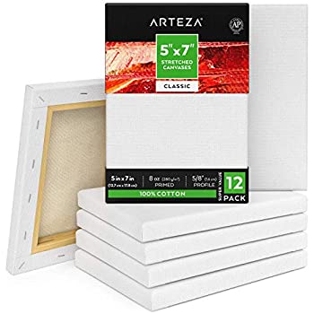 【中古】【インポート品・未当て嵌める】Arteza 5%ﾀﾞﾌﾞﾙｸｫｰﾃ%x7%ﾀﾞﾌﾞﾙｸｫｰﾃ% Stretched White Blank Canvas%ｶﾝﾏ% Bulk (Pack of 12)%ｶﾝﾏ% Primed 100% Cotton%ｶﾝﾏ% for Painting%ｶﾝﾏ% Acr