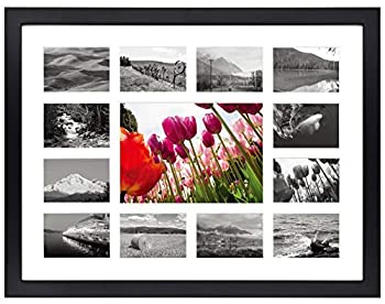 【中古】【輸入品・未使用】12x16 Black Wood Frame - 13 Opening White Mat - Displays One 5x7 Photo and Twelve 2.5x3.5 Pictures - Collage Frame - Real Glass%ｶﾝﾏ% Sa｜スカイマーケットプラス