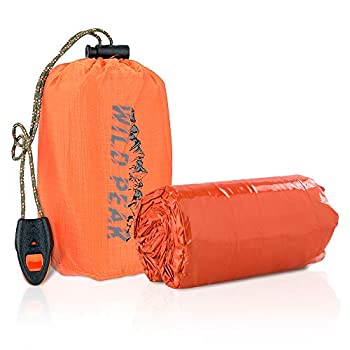 【中古】【輸入品・未使用】Wild Peak 緊急防水ビビーサック スリーピングバッグ サバイバルギアホイッスル付き 超軽量 コンパクト サーマルマイラーブランケット 反射 再利