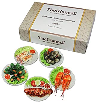 【中古】【輸入品・未使用】ThaiHonest ミックスシーフード ドールハウス ミニチュア食品 小ぶりな食べ物 5個セット
