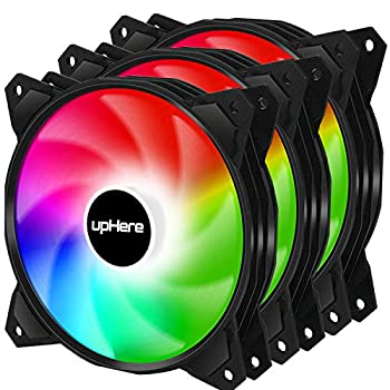 【中古】【輸入品・未使用】upHere Long Life 120mm 3ピン 高気流 静音エディション レインボー LED ケース ファン PCケース、CPUクーラー、ラジエーター用 3個パック (PF12