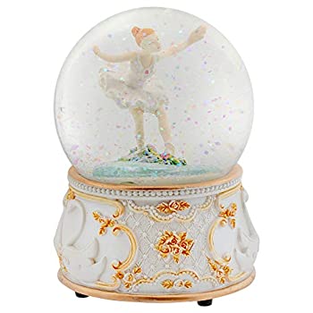 【中古】【インポート品・未当て嵌める】Elanze Designs ゴールドと白いこと 鵠 女性バレエダンサー 100粍 ミュージカルウォーターグローブ 曲がり白鳥湖