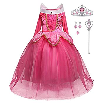 【中古】【輸入品・未使用】iTVTi ガールズ プリンセス ドレスアップ ハロウィン パーティー コスチューム 王冠の杖付き 2~10歳 120 cm / 4-5 Years ピンク|スカイマーケットプラス