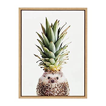 【中古】【輸入品・未使用】DesignOvation Sylvie Hedgehog Pineapple Portrait Framed Canvas Wall Art by Amy Peterson%ｶﾝﾏ% 18x24 Natural%ｶﾝﾏ% Adorable Animal Wall De