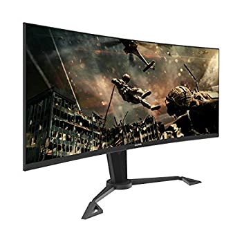 【中古】【輸入品・未使用】VIOTEK GN35DA 35インチ 曲線 超幅広 ゲーミングモニター | 144Hz (200Hz OCC) UWFHD 21:9 | HDMI 2.0 DP DVI w/FreeSync | 調節可能なスイベル