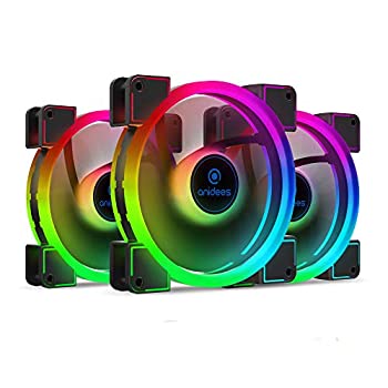 【中古】【インポート品・未当て嵌める】Anidees 人工知能学 Aureola Duo 140粍 3基のRGB PWMデュアルライトループファン 5V 3いの一番の居住地決める能力のあるRGB見出しと取り替えっこ性あり、マイコン入れもの落ち居るファ