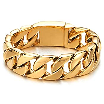 【中古】【インポート品・未当て嵌める】COOLSTEELANDBEYOND Masculine メンズ ステンレス鋼スチール写真 黒いこと ラージ カーブチェーンブレスレット
