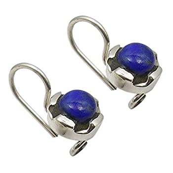 【中古】【輸入品・未使用】SilverStarJewel 6 x 6 mm ラピスラズリ イヤリング 0.7インチ 925 ファインシルバー ウェディング ジェムストーン