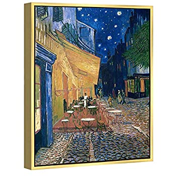 【中古】【輸入品・未使用】Wieco Art フレーム入りウォールアート キャンバスプリント 夜のカフェテラスのキャンバスプリント ウォールアート ヴァン・ゴッホ作 絵画 複製
