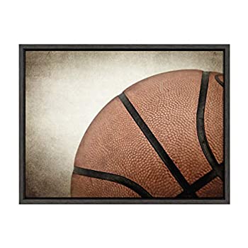 【中古】【インポート品・未当て嵌める】DesignOvation Sylvie Vintage Basketball Quarter Sport Print Framed Canvas Wall Art by Shawn St. Peter%ｶﾝﾏ% 18x24 Dark Grey%ｶﾝﾏ% Traditi