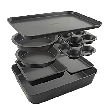 【中古】【インポート品・未当て嵌める】Elbee Home ノンスティックアルミメッキスチール 省空白文字 ベーキングセット 奥行きのある焙ずる食麺麭 ビスキット腰かけ 西洋菓子食麺麭 マフィンパン ベー