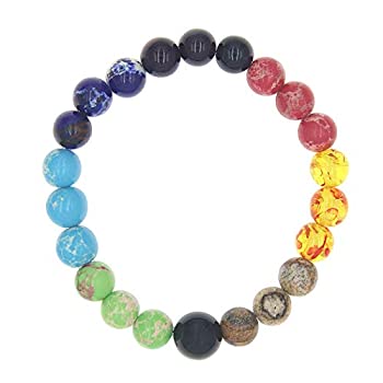【中古】【輸入品・未使用】Rosemarie & Jubalee マルチカラー ビーズ 天然半貴石 チャクラ ストレッチブレスレット